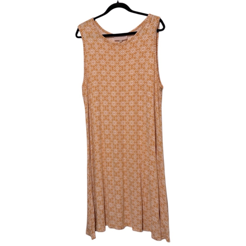 Philosophy Jersey Knit Mandala Geometric Yellow Sleeveless Swing Dress Womens 2X - Picture 2 of 10